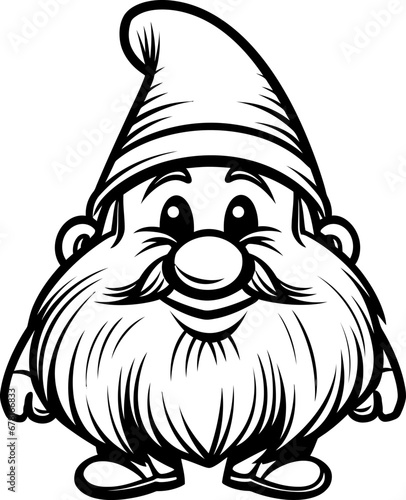 Cute happy dwarf silhouette icon in black color. Vector template.