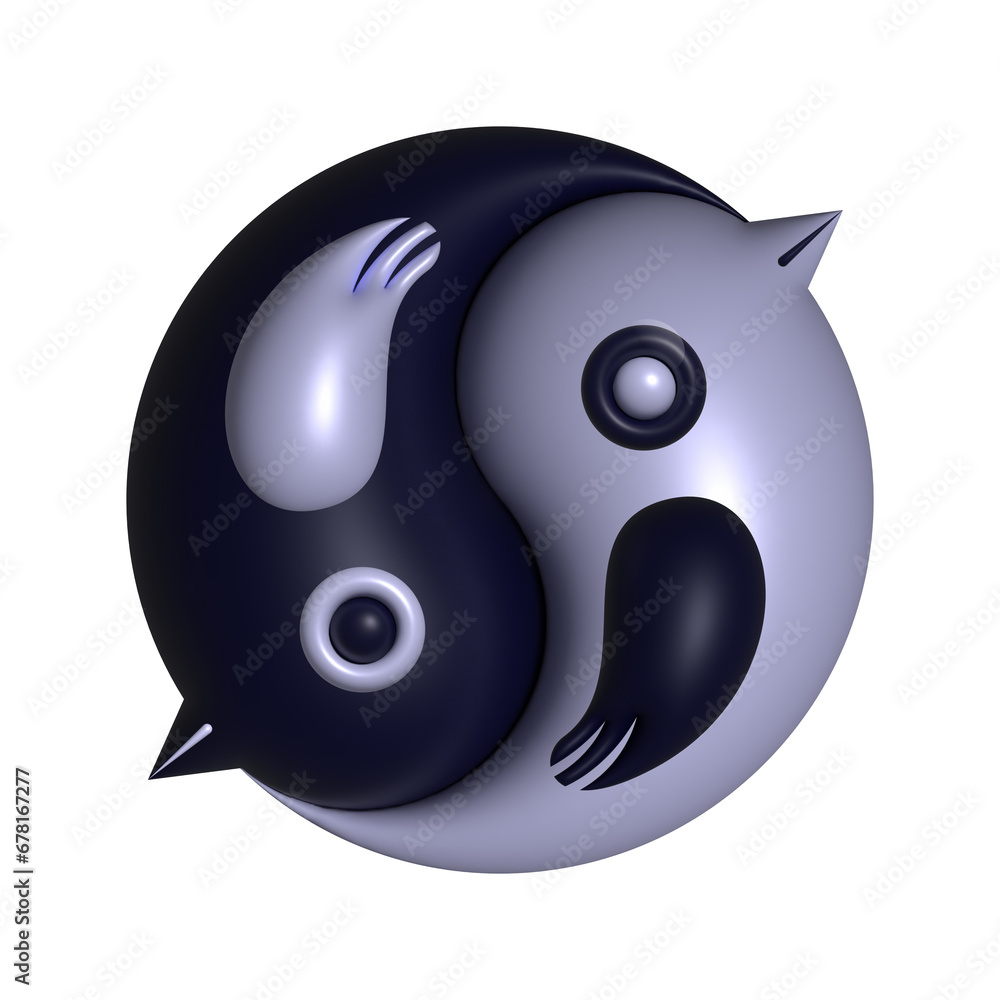Monochrome drawing. Yin and Yang. Black and white picture in the form of birds. Symbol of good and evil. Monochrome drawing. Yin and Yang. Black and white picture in the form of birds. Symbol of good and evil.