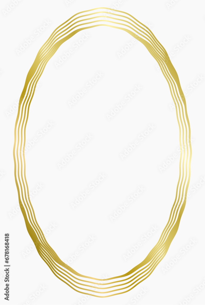 Golden metal oval frame isolated on white. Vector frame for photo. Frame for text, certificate, pictures, diploma. Wavy frame. Gold, luxury Golden metal oval frame isolated on white. Vector frame for photo. Frame for text, certificate, pictures, diploma. Wavy frame. Gold, luxury