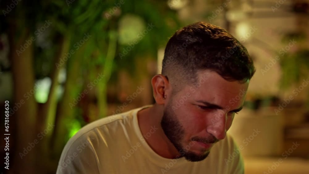 Spanish young male singing with passion on a terrace in southern Spain. Slow motion Spanish young male singing with passion on a terrace in southern Spain. Slow motion