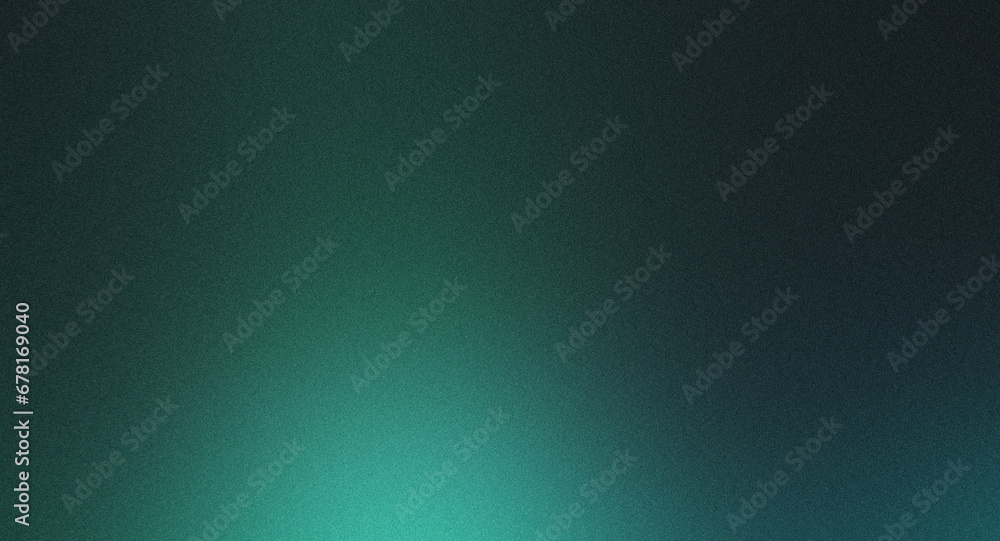 Obraz premium dark green teal , grainy noise grungy empty space , spray texture color gradient shine bright light and glow rough abstract retro vibe background template