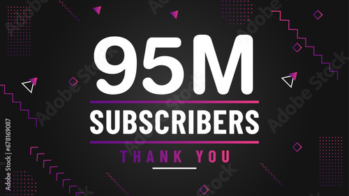 Thank you 95 million subscriber congratulation template banner. 95 million celebration subscribers template for social media