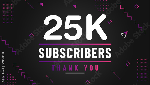 Thank you 25k subscriber congratulation template banner. 25k celebration subscribers template for social media