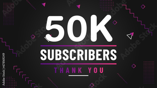 Thank you 50k subscriber congratulation template banner. 50k celebration subscribers template for social media