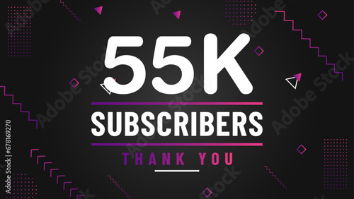 Thank you 55k subscriber congratulation template banner. 55k celebration subscribers template for social media