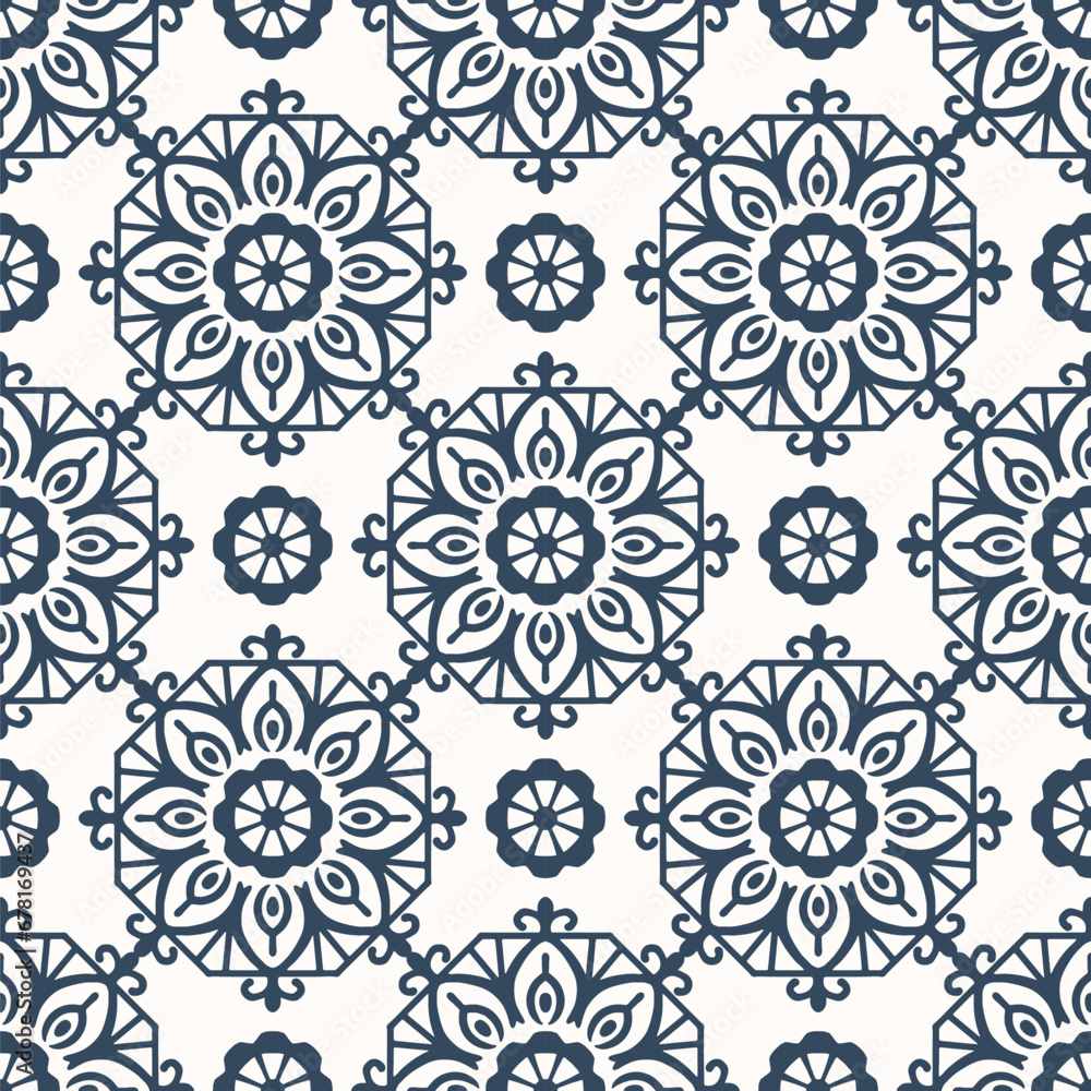 Black and white seamless pattern with arabesques  in a retro style. Vector illustration