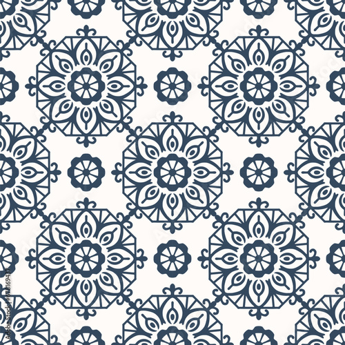 Black and white seamless pattern with arabesques in a retro style. Vector illustration
