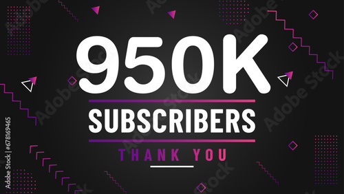 Thank you 950k subscriber congratulation template banner. 950k celebration subscribers template for social media