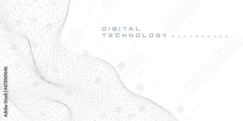 Digital technology futuristic internet network speed connection white background, cyber nano information, abstract communication, innovation future tech data, Ai big data line dot illustration vector