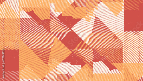 Abstract halftone background in woodcut style with scraps of paper. Torn paper texture and painting stains background. Vector illustration