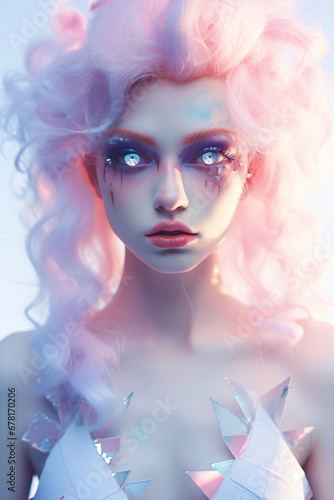 surreal portrait of a woman in pastell colors