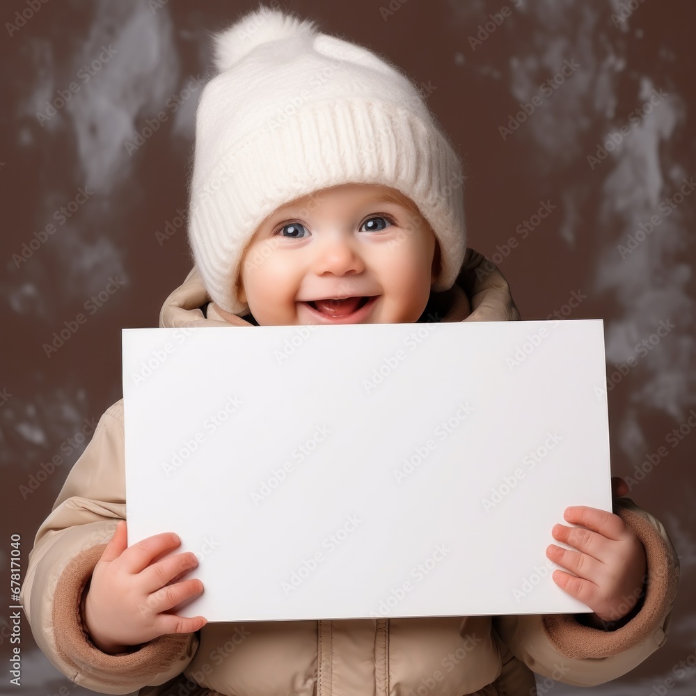 little boy holding a white sign in the snow little boy holding a white sign in the snow