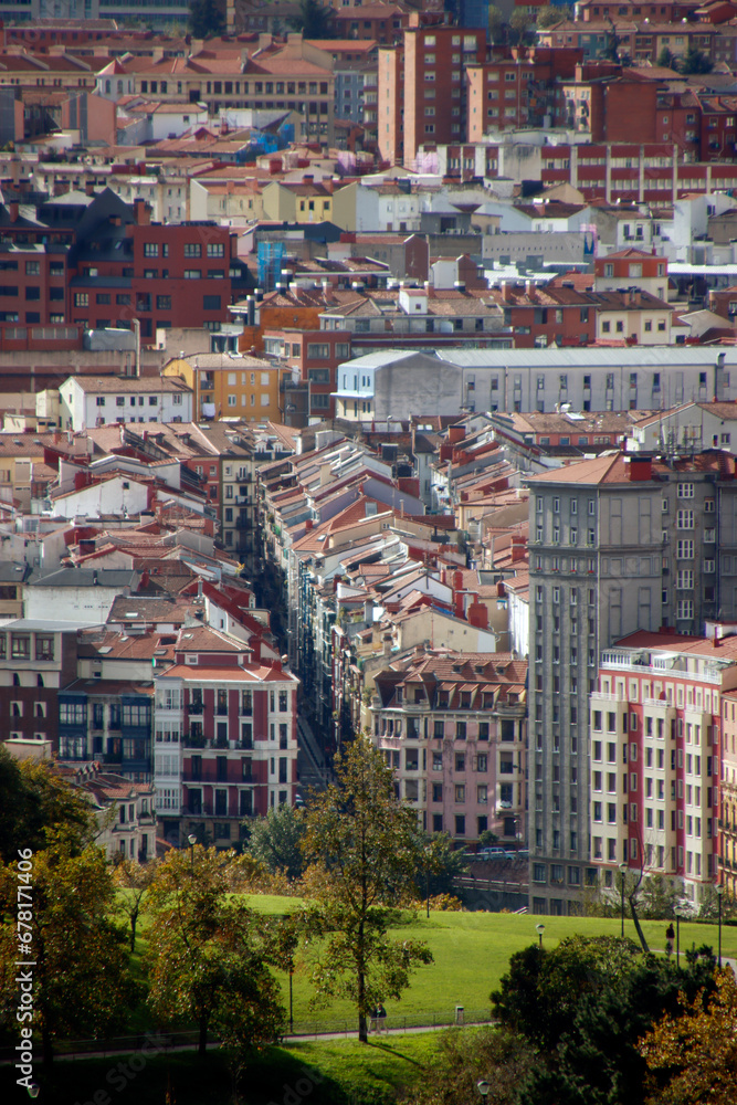 Bilbao seen from a park