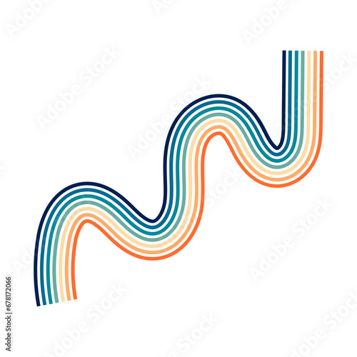 Retro 70s geometric and  vintage rainbow color lines 