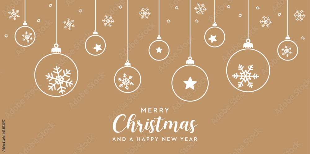merry christmas card with hanging ball decoratoin vector illustration