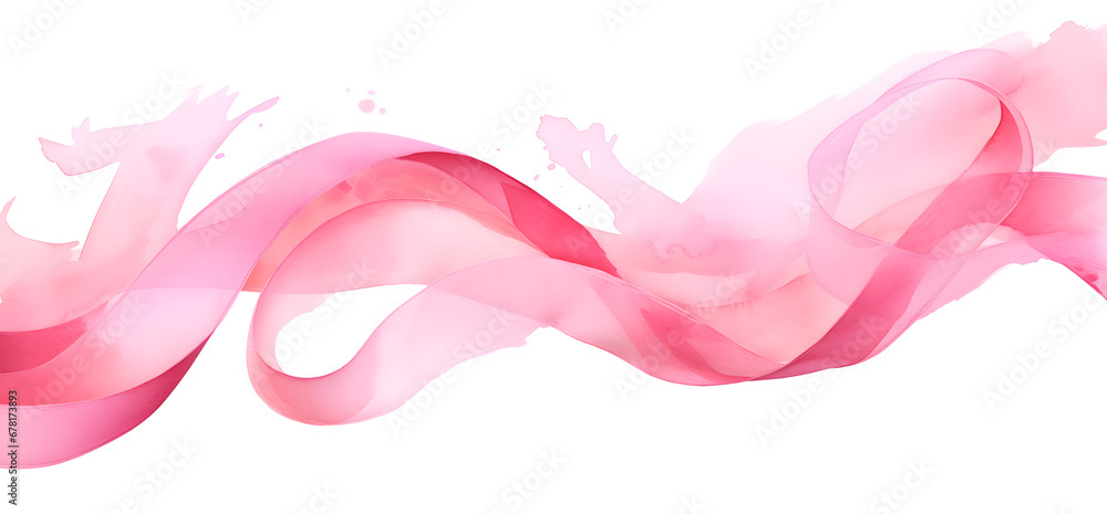 Watercolor pink ribbon isolated on white background Watercolor pink ribbon isolated on white background