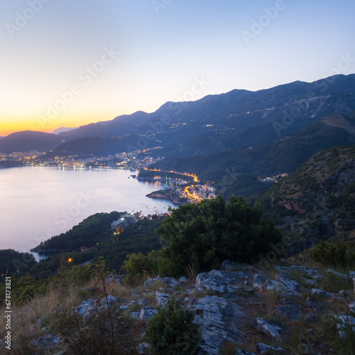 Budva at night with all the city