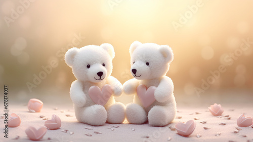 Two white teddy bears