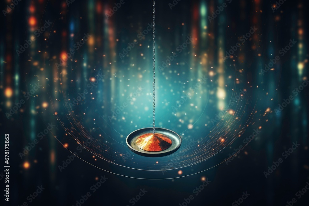 Hypnotherapy pendulum in motion hypnotic background with empty space for text  - obrazy, fototapety, plakaty 