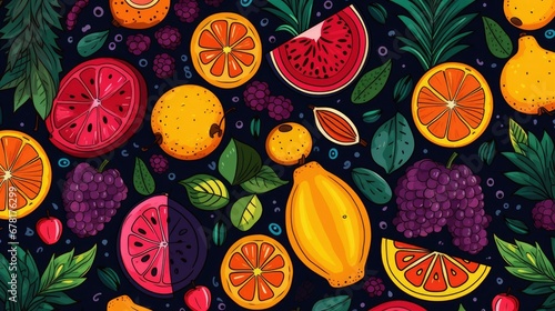 Pattern Background With Fruits
