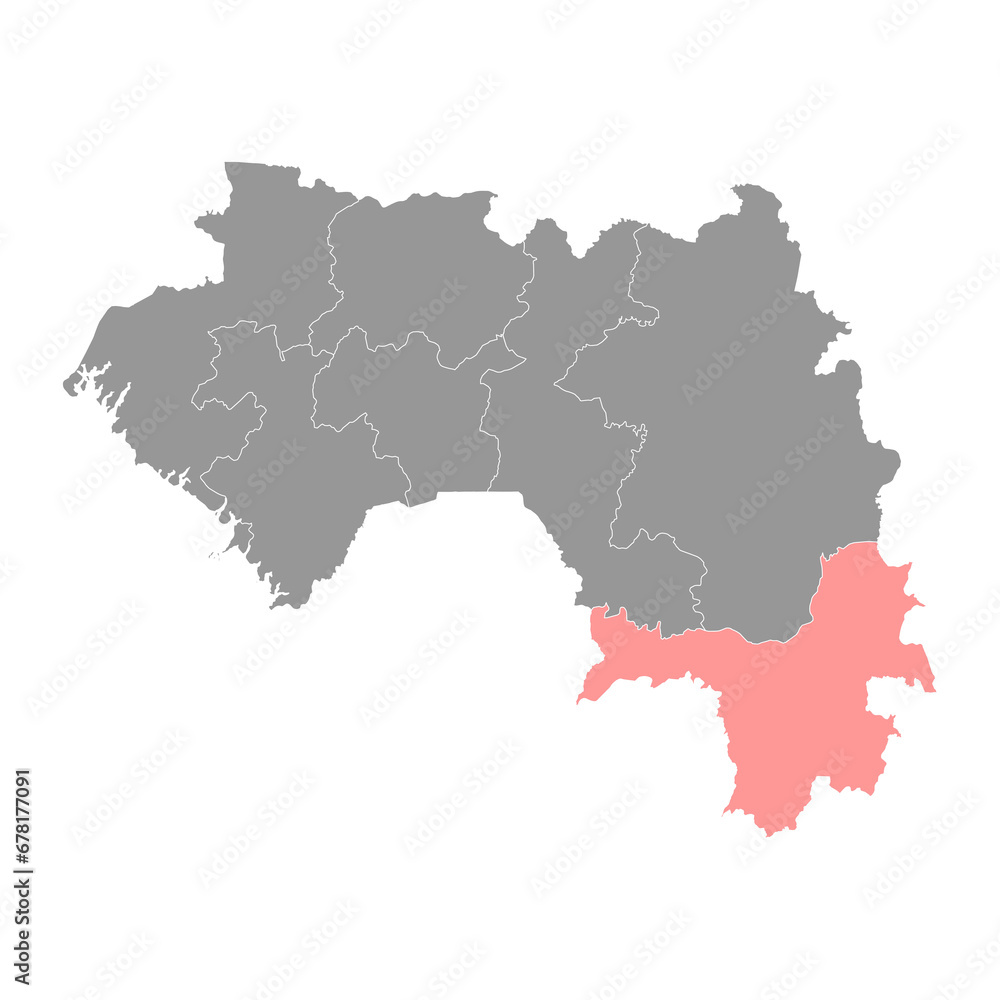 Nzerekore region map, administrative division of Guinea. Vector illustration.