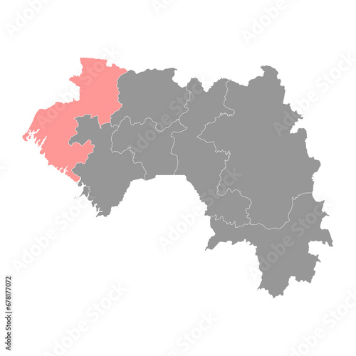 Boke region map, administrative division of Guinea. Vector illustration.