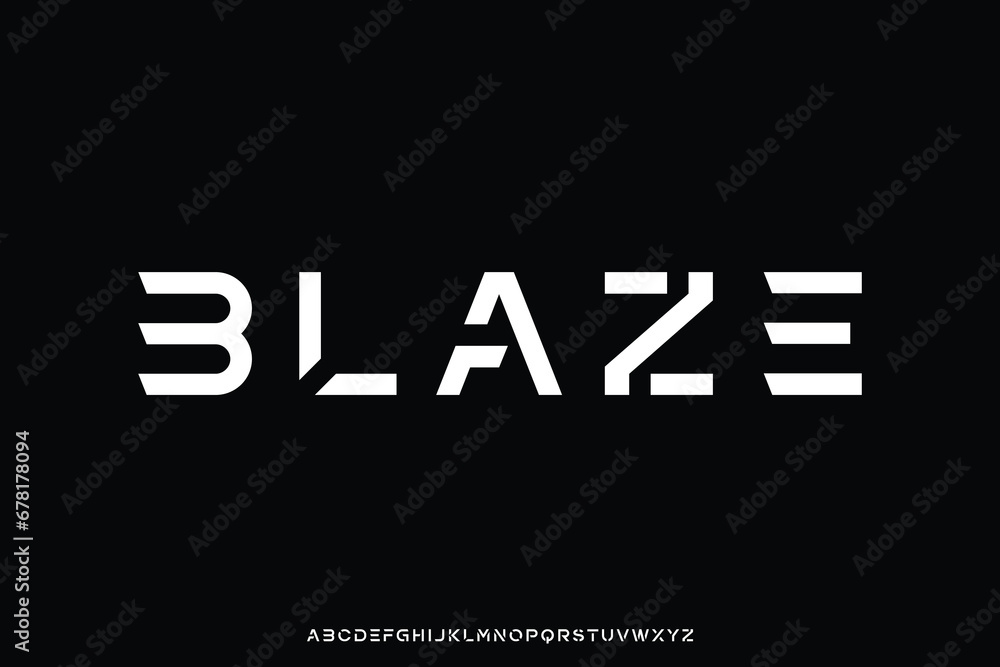 Abstract geometric futuristic alphabet display font vector. Modern strong typography style