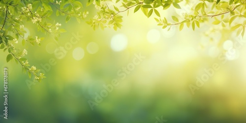 Serene Nature s Foliage Fresh Panoramic Bokeh, Generative AI