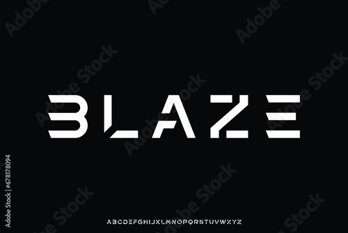 Abstract geometric futuristic alphabet display font vector. Modern strong typography style