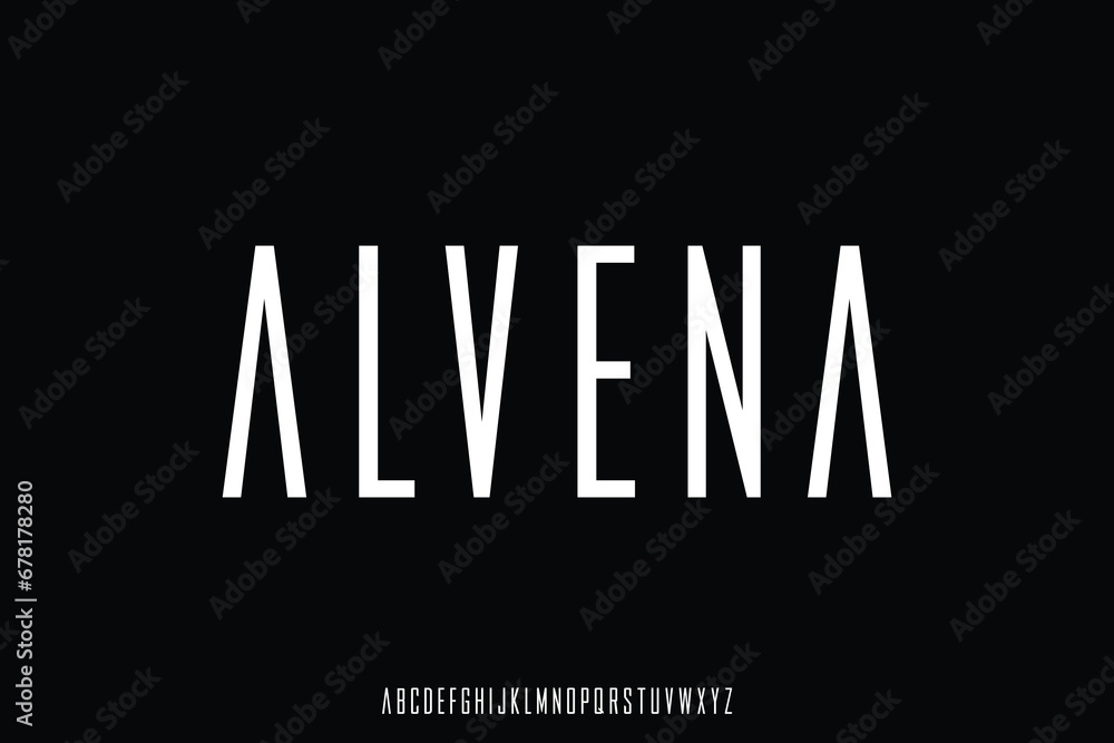 Modern minimalist condensed alphabet display font vector. Luxury tall typography style illustration Modern minimalist condensed alphabet display font vector. Luxury tall typography style illustration