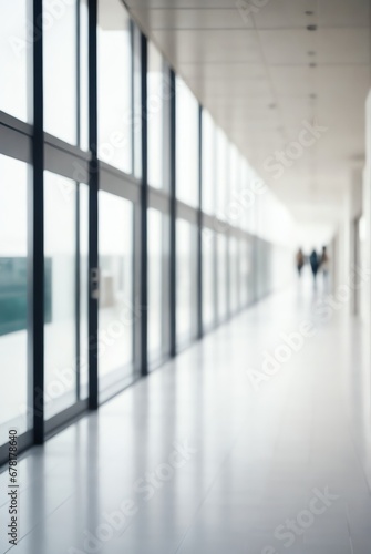 Blurred background of a light modern building walkway from Generative AI