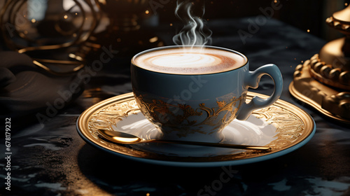 An Elegantly Served Hot Cup Of Coffee