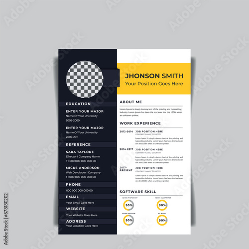 A4 Resume Design, cv design for application