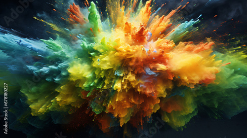 An explosion of colorful powder