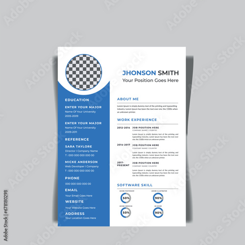 A4 Resume Design, cv design for application