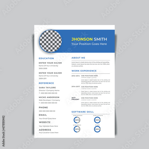 A4 Resume Design, cv design for application