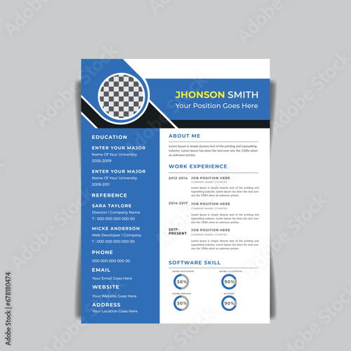 A4 Resume Design, cv design for application