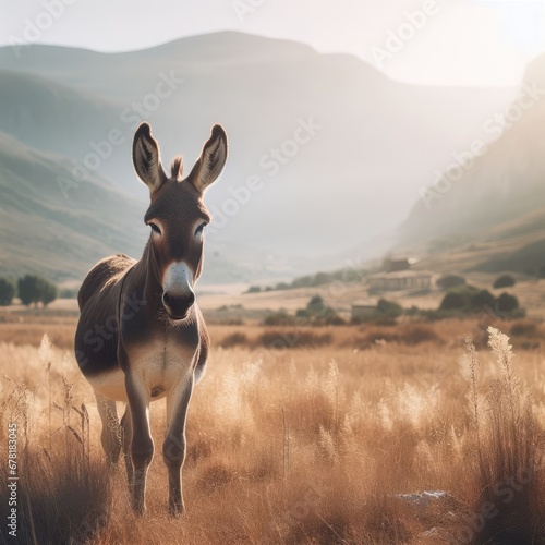 donkey in the field animal background