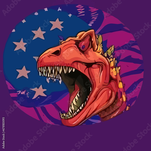 A cartoon dinosaur with its mouth open design vector illustration for use in design and print poster canvas.eps © Allen