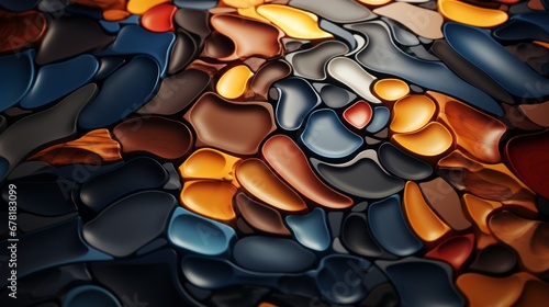 Abstract Artistic Texture of Smooth Contoured Shapes in Rich Browns and Blues