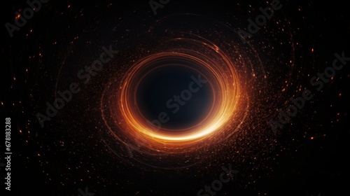Künstliches orange schimmerndes Wurmloch in schwarzem Weltall