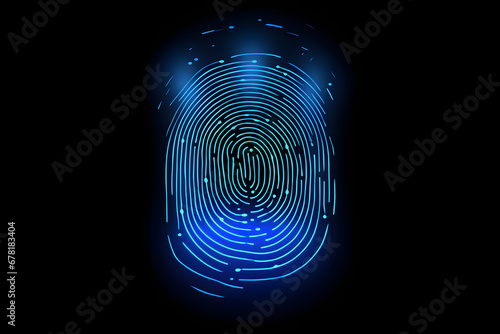 Digital biometric fingerprint, illustration for identification, verification and authentication technology by sensors