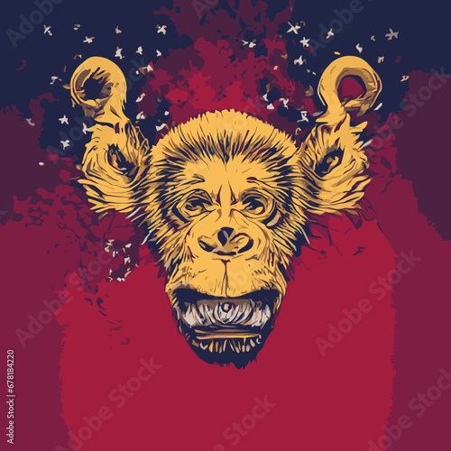 A monkey face with stars design vector illustration for use in design and print poster canvas.eps
