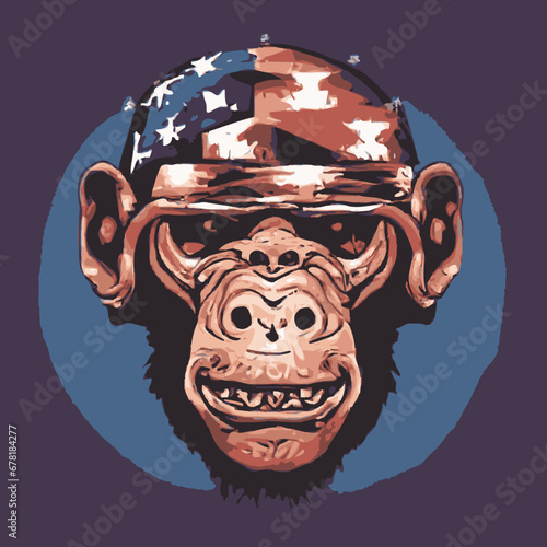 A monkey wearing a helmet design vector illustration for use in design and print poster canvas.eps