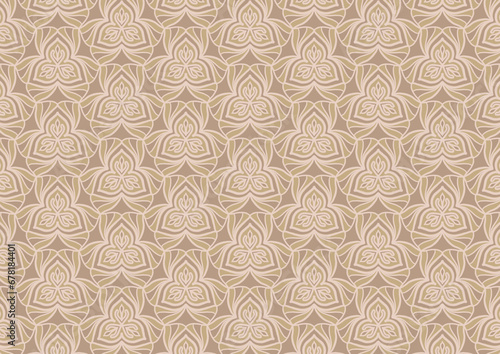 Floral patterns cream graphics symmetrical geometric symbols decorative illustrations backdrops backgrounds wallpapers printed textiles clothing carpets mosaic tiles