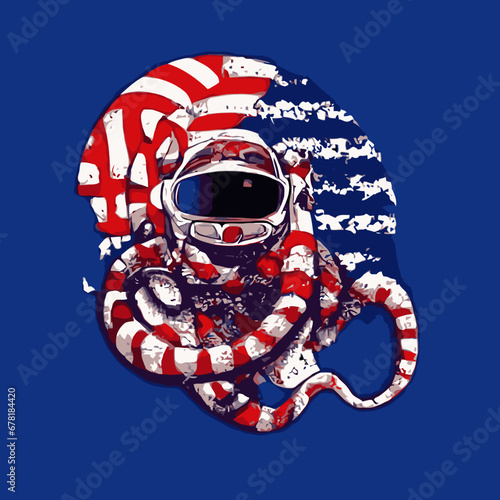 A red and white snake with a helmet on it design vector illustration for use in design and print poster canvas.eps