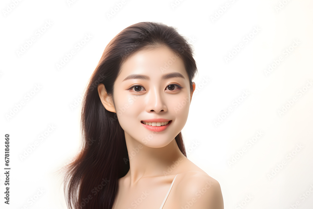 Beautiful smiling asian korean woman with smooth healthy skin portrait Beautiful smiling asian korean woman with smooth healthy skin portrait