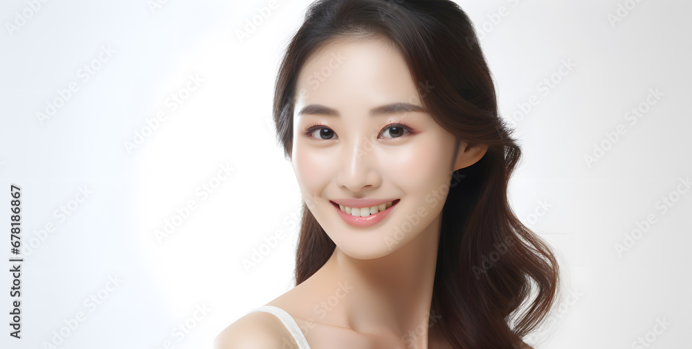 Beautiful smiling asian korean woman with smooth healthy skin portrait Beautiful smiling asian korean woman with smooth healthy skin portrait