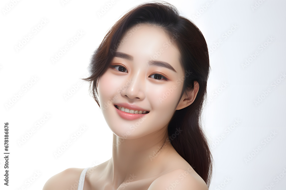 Beautiful smiling asian korean woman with smooth healthy skin portrait Beautiful smiling asian korean woman with smooth healthy skin portrait
