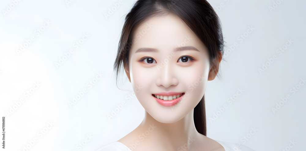 Beautiful smiling asian korean woman with smooth healthy skin portrait Beautiful smiling asian korean woman with smooth healthy skin portrait